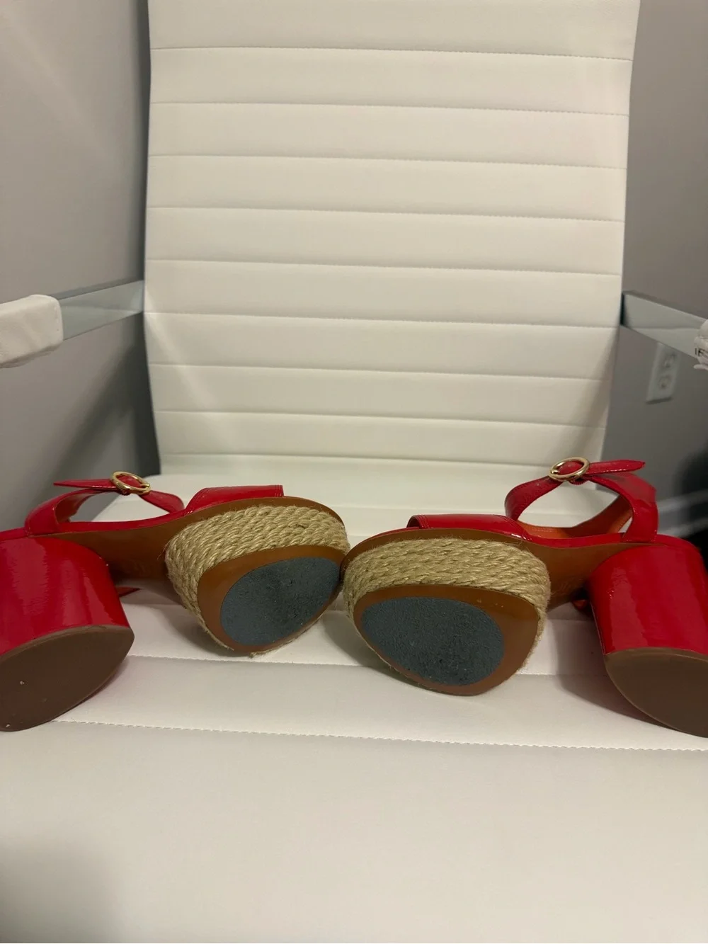 Via Spiga Red Patent Platform Slingback Heels